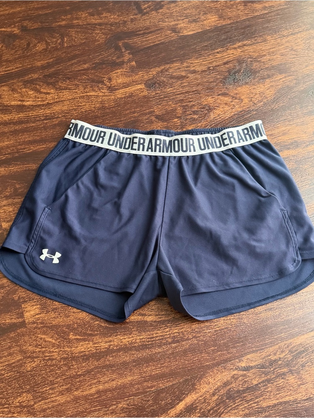 Under Armour Women's Navy Performance Shorts with Branded Waistband